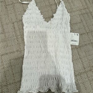 Free People White Textured Tank Top